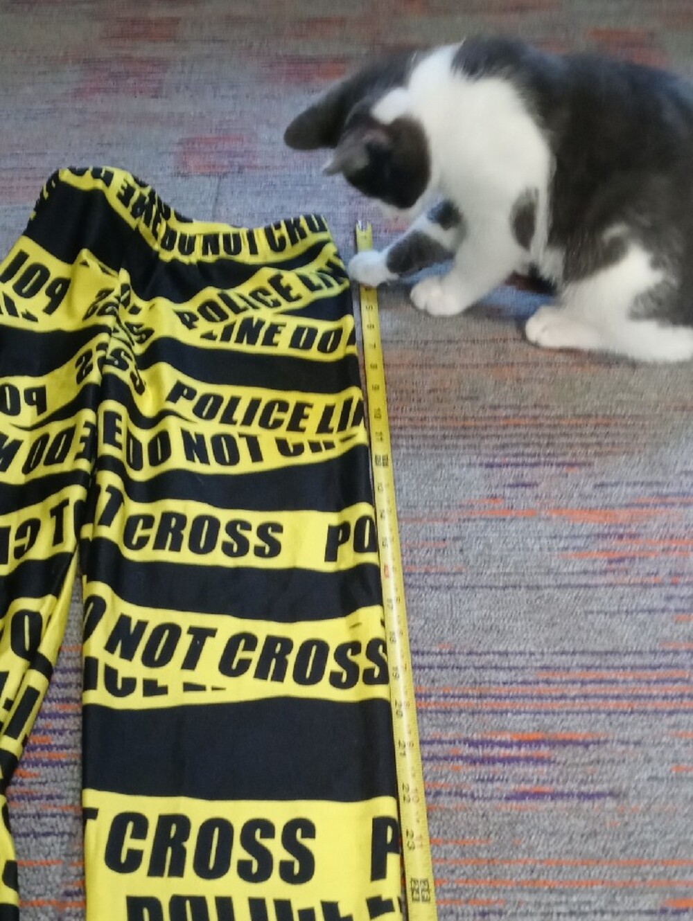 Yellow & Black 'Police Line' Graphic Leggings - Picture 7 of 8